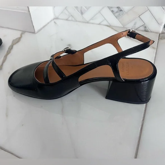 Sezane Black Leather Mary Jane Slingback Heels - Picture 9 of 11